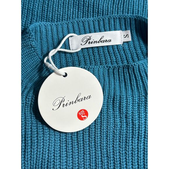 Prinbara Women's Mock Neck Oversized Teal Knit Sweater Size S - Picture 6 of 10